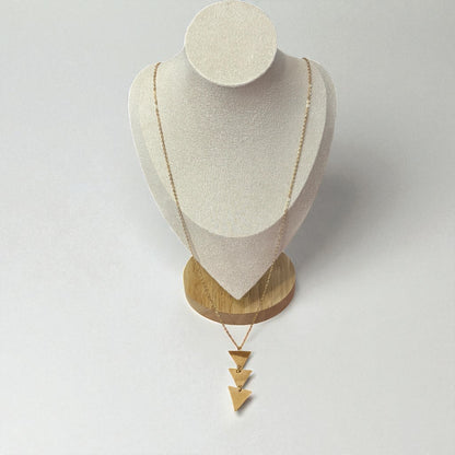 Gold Triple Triangle Long Necklace