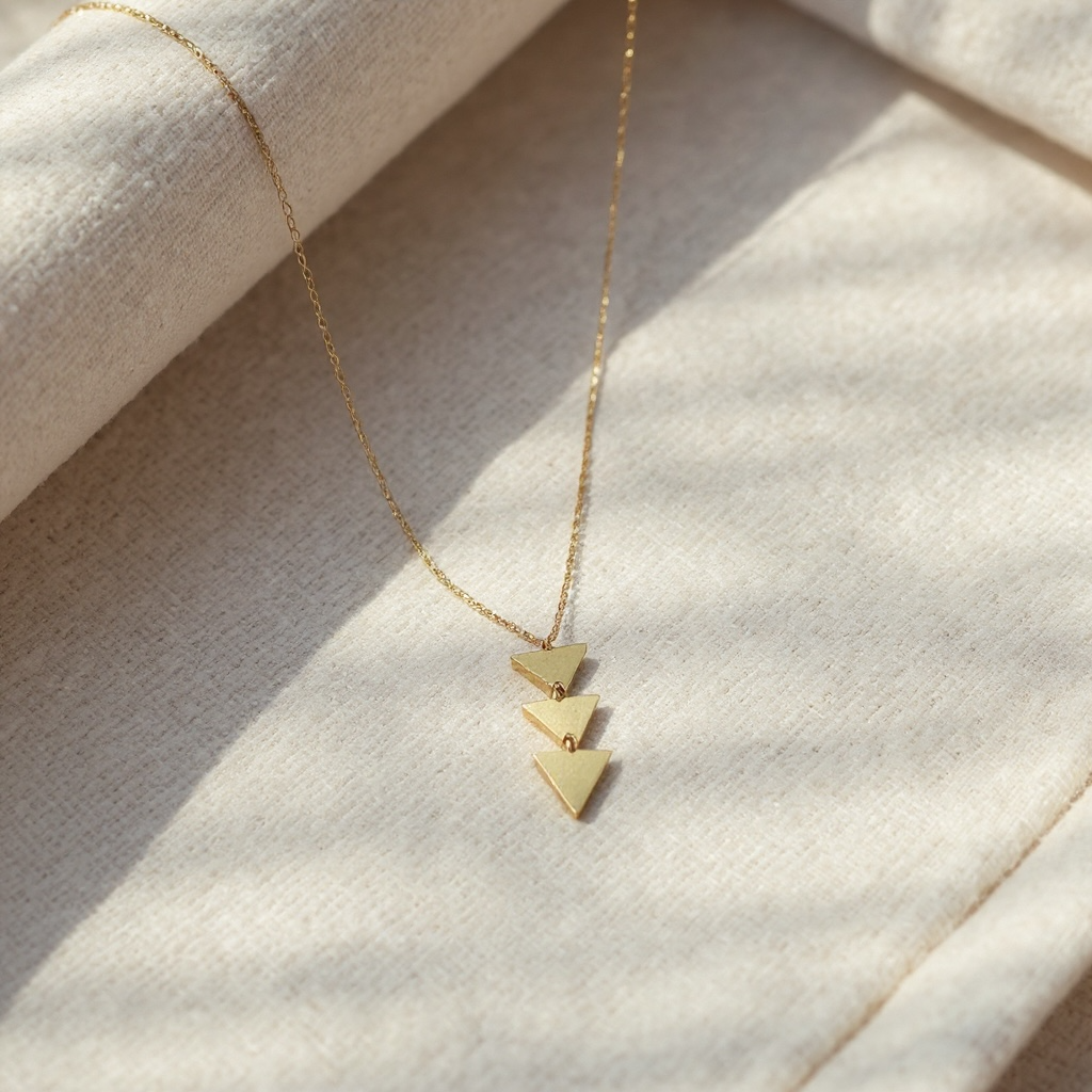 Gold Triple Triangle Long Necklace