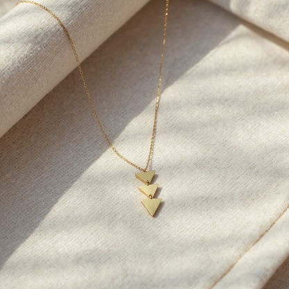 Gold Triple Triangle Long Necklace