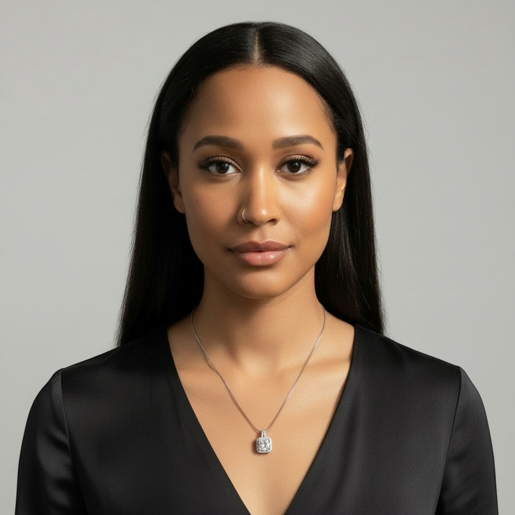 Elegant Square Silver Pendant Necklace