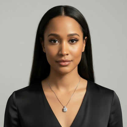Elegant Square Silver Pendant Necklace