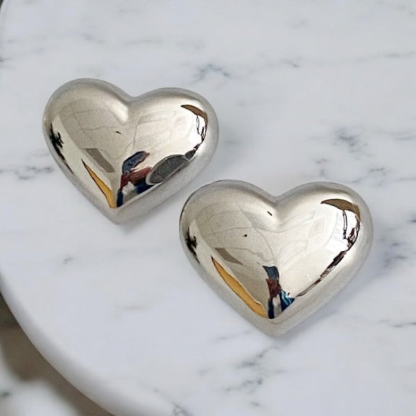 Small Heart Silver Stud Earrings