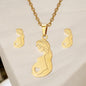 Hermoso conjunto de pendientes y collar para futura mamá