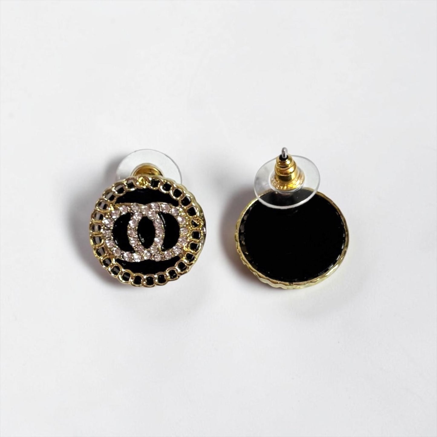 Elegantes pendientes de botón con doble círculo redondo