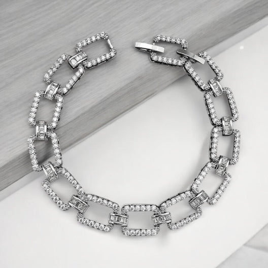 Pulsera de plata rectangular de lujo