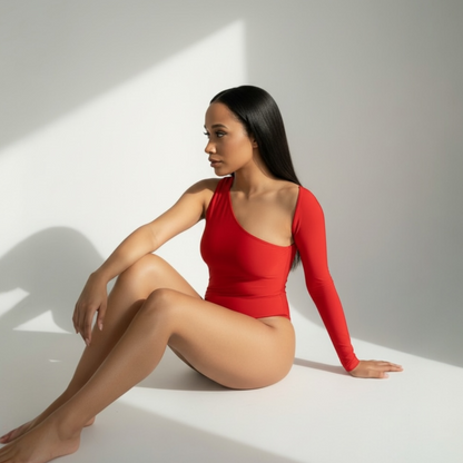 One Shoulder Women Irregular Bodysuit