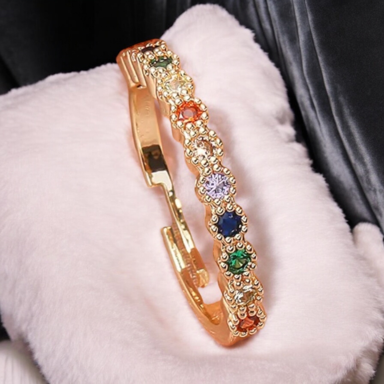 Colorful Adjustable Gold Ring