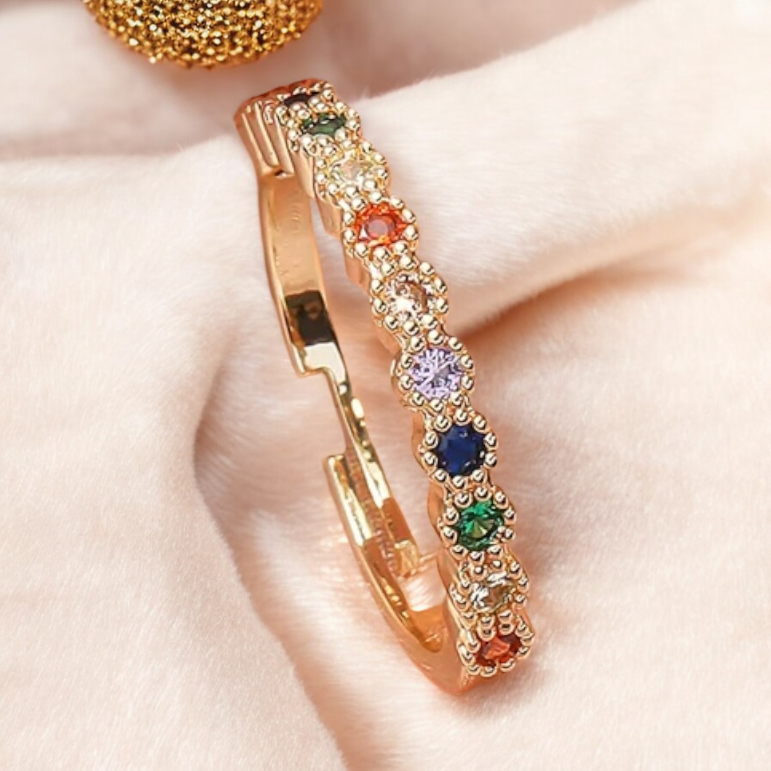 Colorful Adjustable Gold Ring