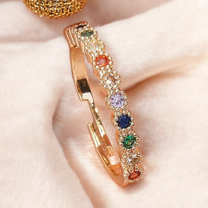 Colorful Adjustable Gold Ring