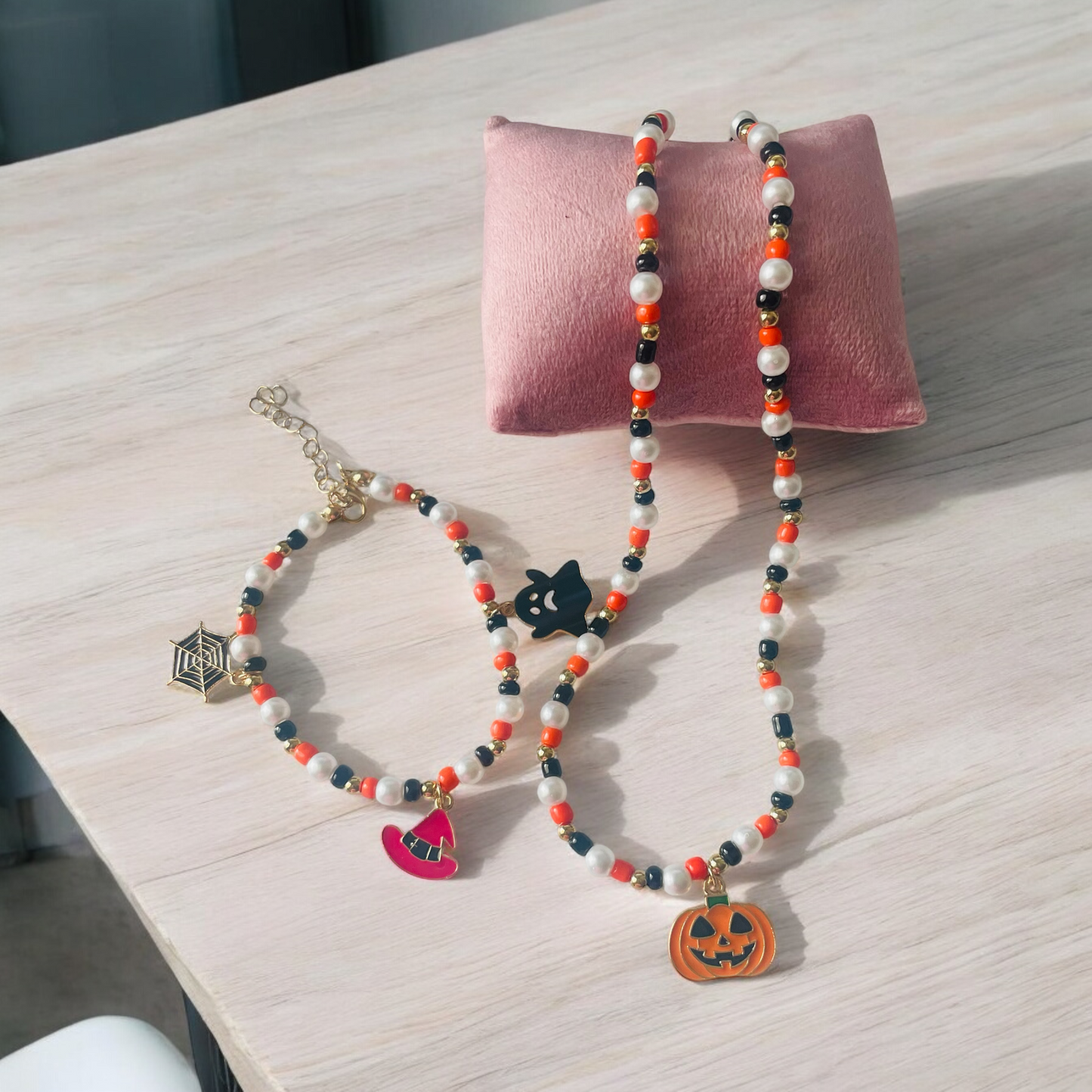 Spooky Chic Halloween Necklace Bracelet Set