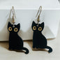 Small Black Cat Drop Earring