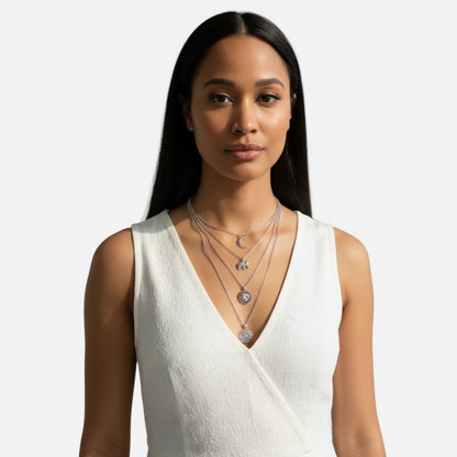 Mystic Charm Layered Silver Necklace