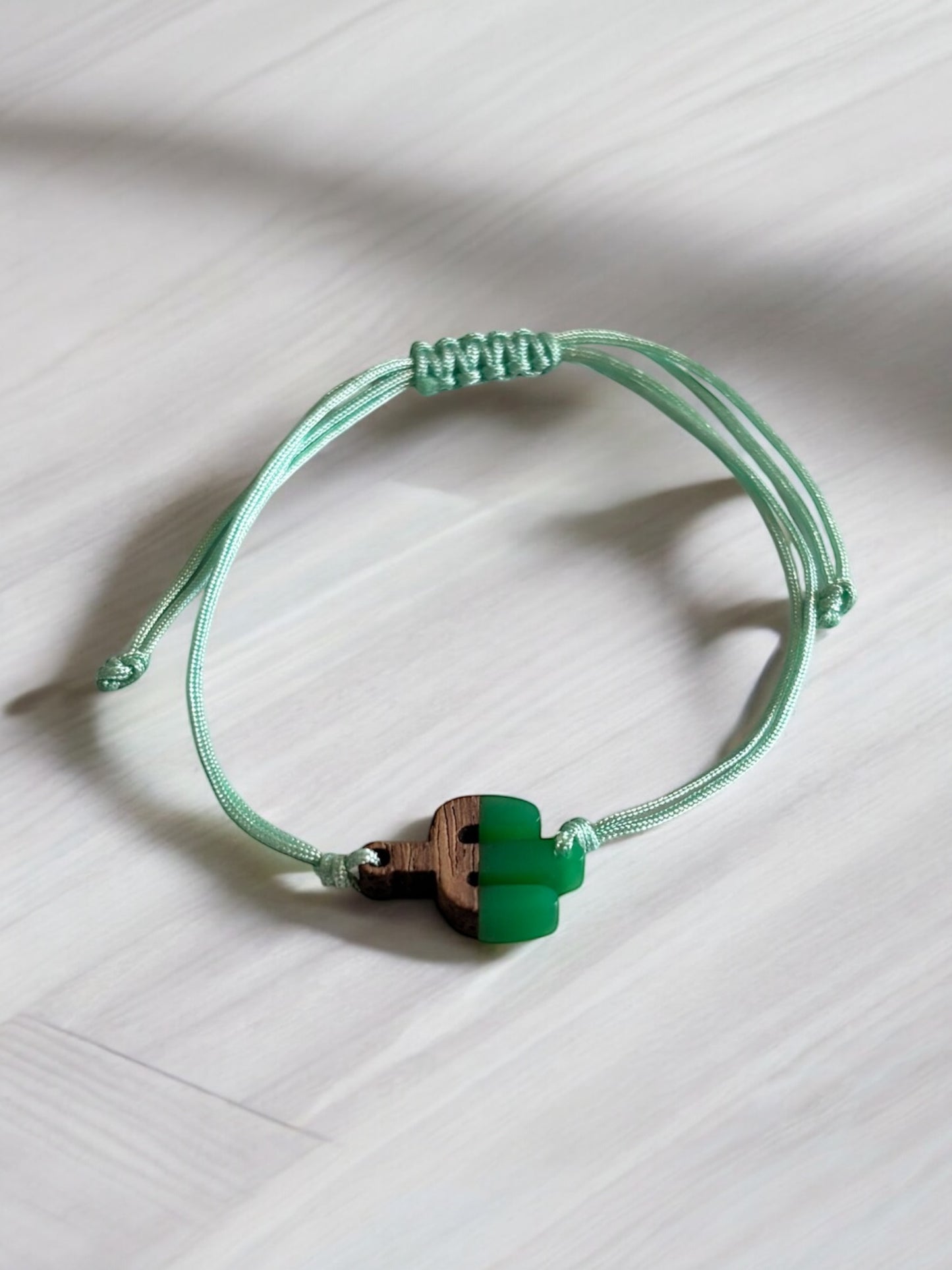 Boho Wooden Cactus Rope Bracelet