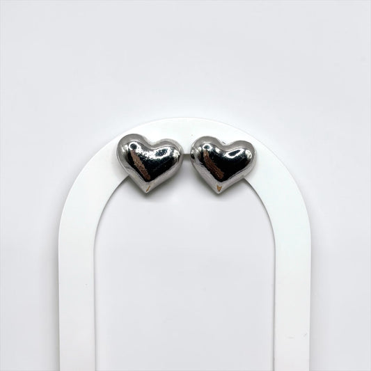 Small Heart Silver Stud Earrings