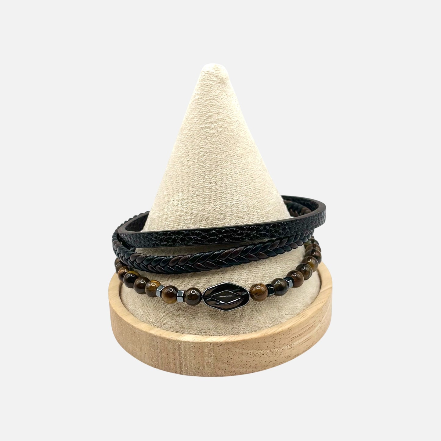Pulsera clásica de cuero multicapa para hombre