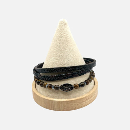 Pulsera clásica de cuero multicapa para hombre