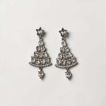 Rhinestone Christmas Tree Dangle Earring