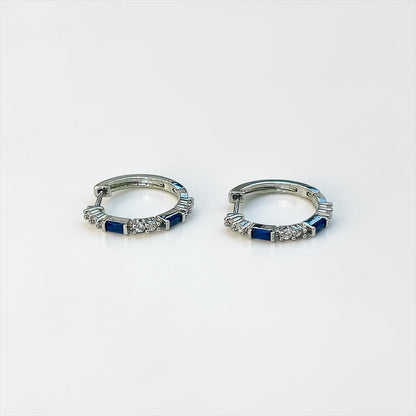 Royal Blue & Silver Round Elegant Earring
