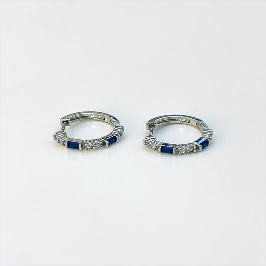 Royal Blue & Silver Round Elegant Earring