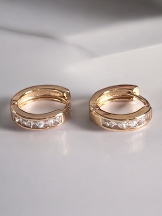 Women 10mm Circle CZ Zircon Hoop Earrings