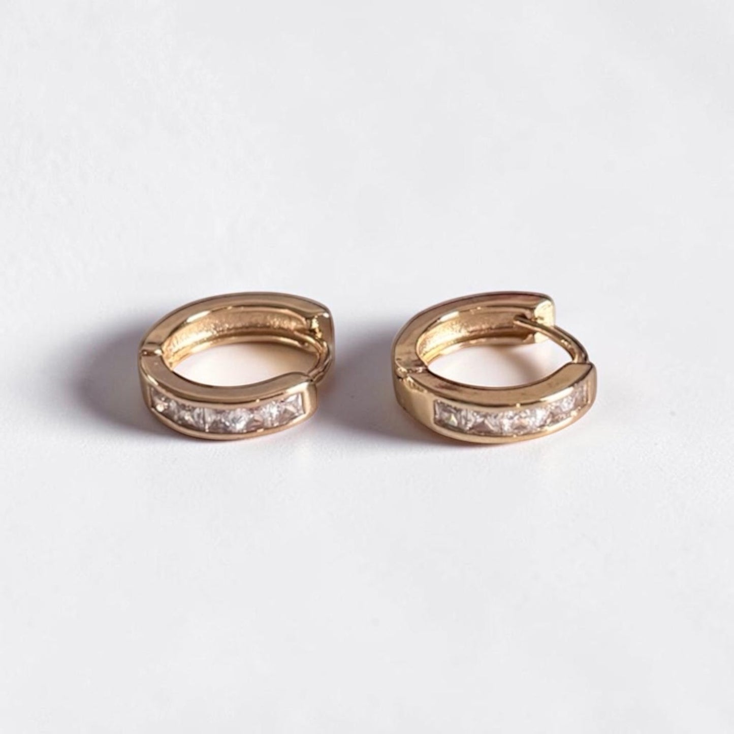 Small Gold Zircon Hoop Earrings