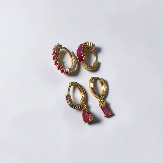 Pink Crystal Mix & Match Earring Set