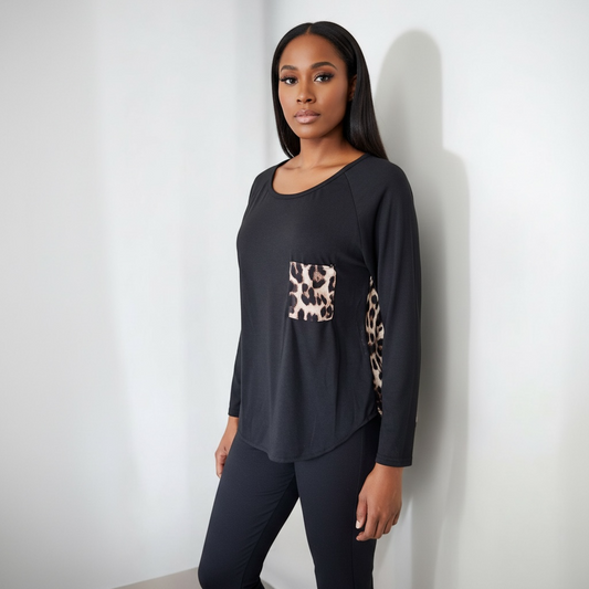 Leopard & Black Women Small Top