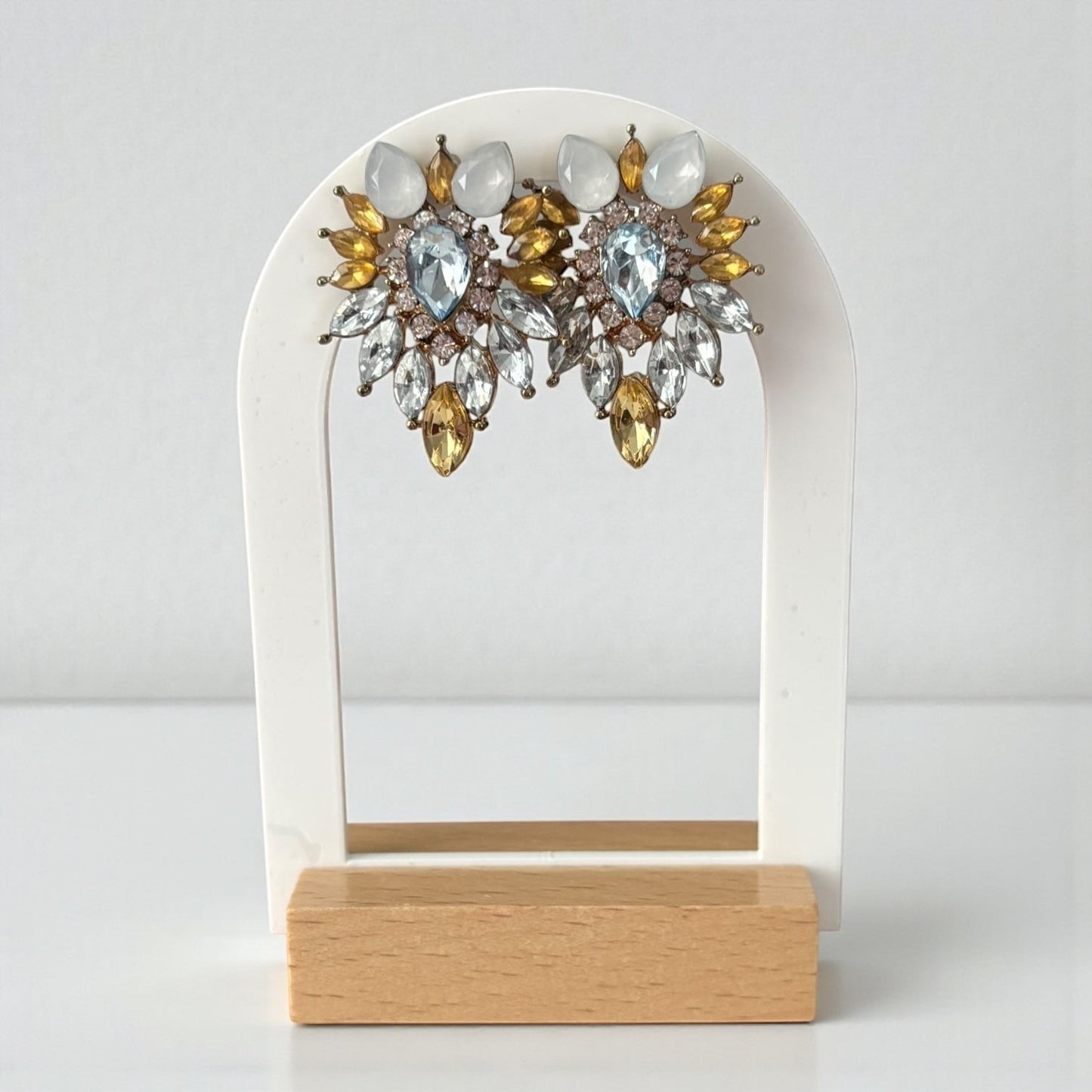 Pendientes elegantes de diamantes de imitación para mujer