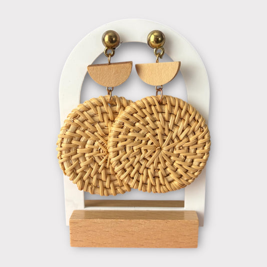 Wooden Weave Braid Drop Earrings