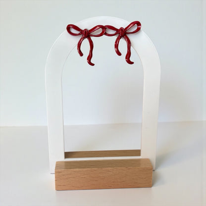 Burgundy Bowknot Stud Earrings