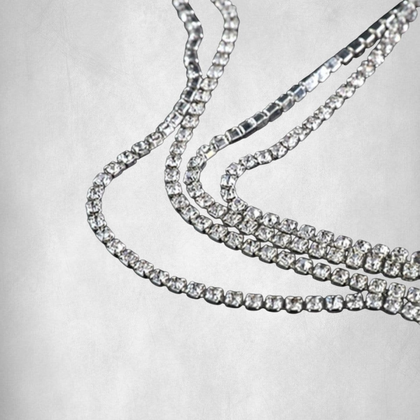 Diadema con 2 filas de brillantes diamantes de imitación