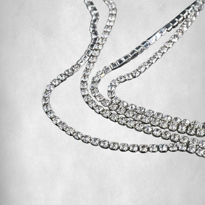 Diadema con 2 filas de brillantes diamantes de imitación