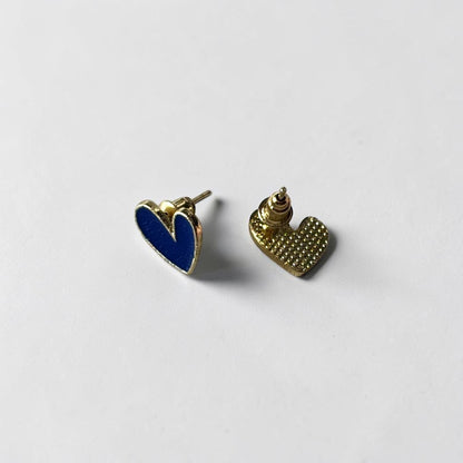 Small Dark Blue Heart Earring