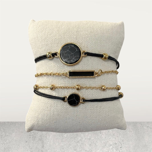 Conjunto de pulseras de cadena de cuerda negra 