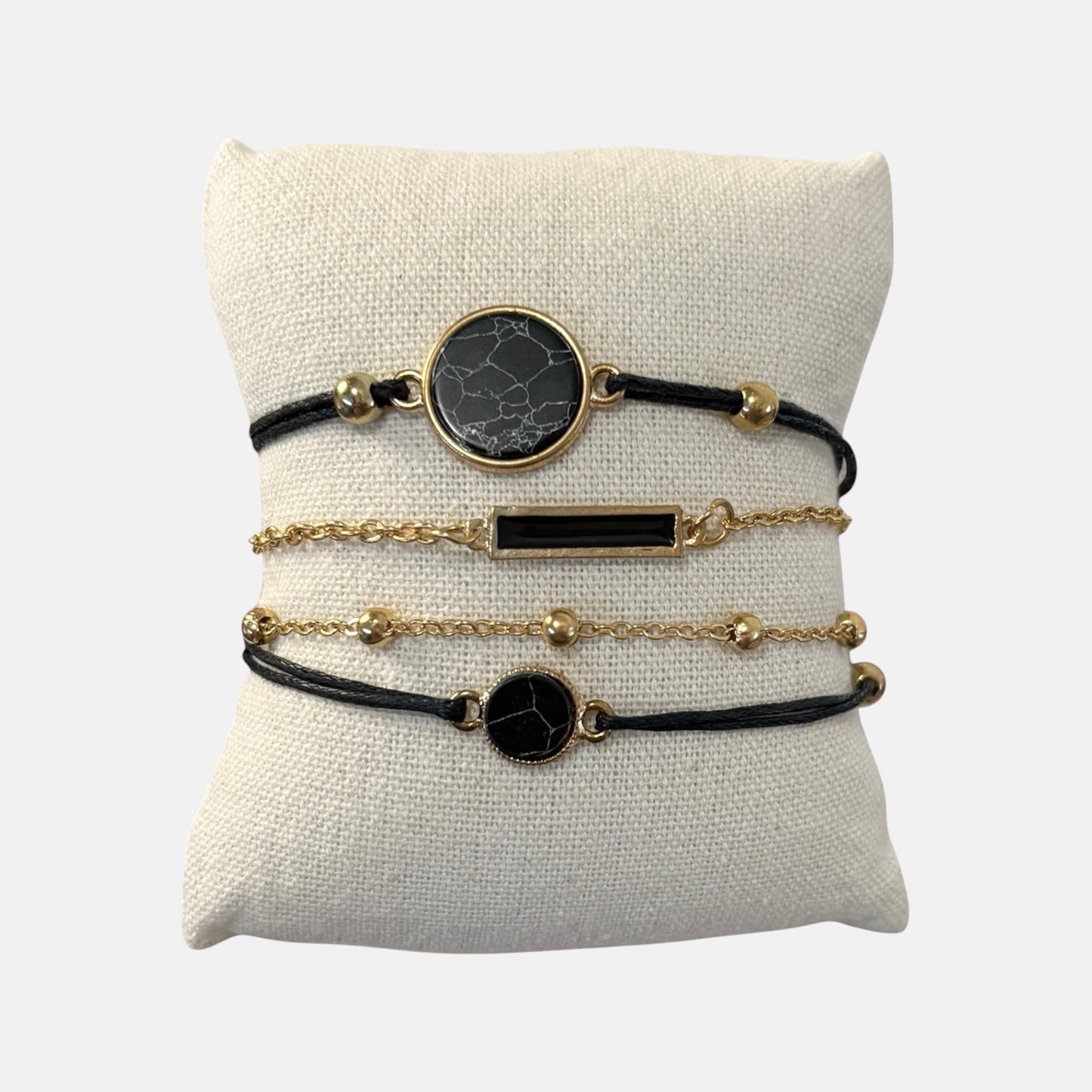 Conjunto de pulseras de cadena de cuerda negra 