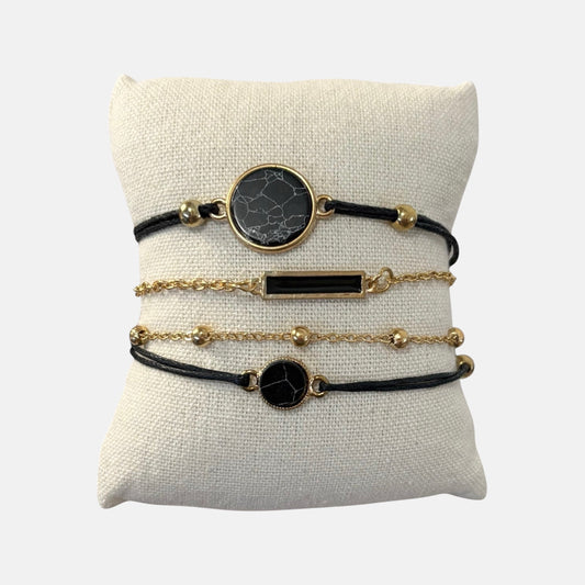 Black Rope Chain Bracelet Set