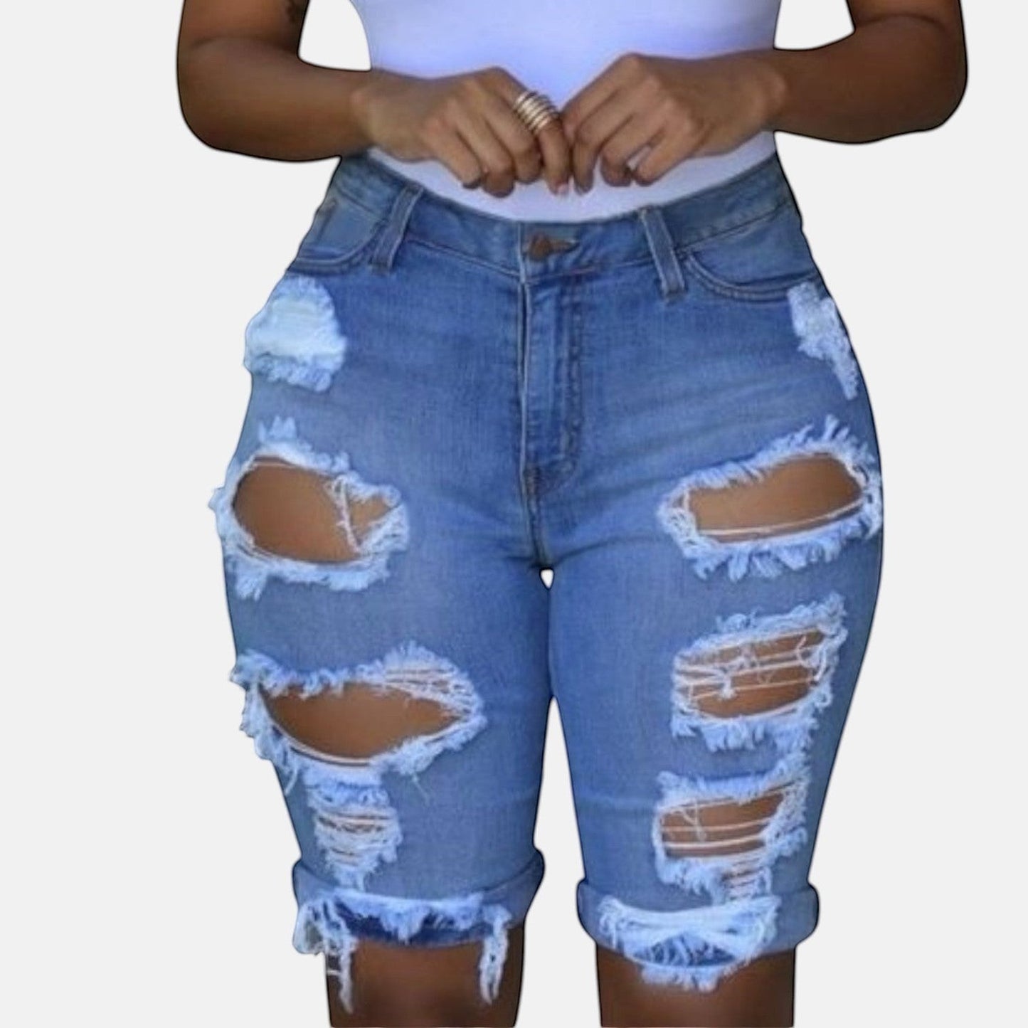 Blue Denim Women Bermuda Shorts