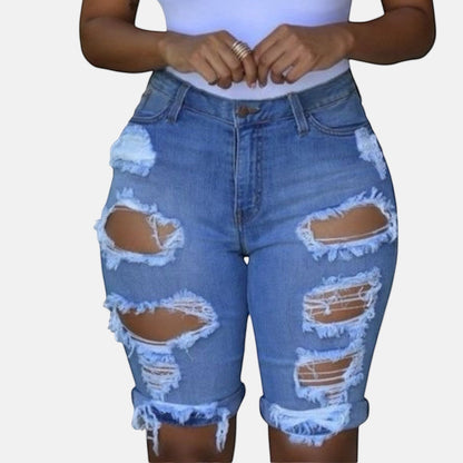 Blue Denim Women Bermuda Shorts