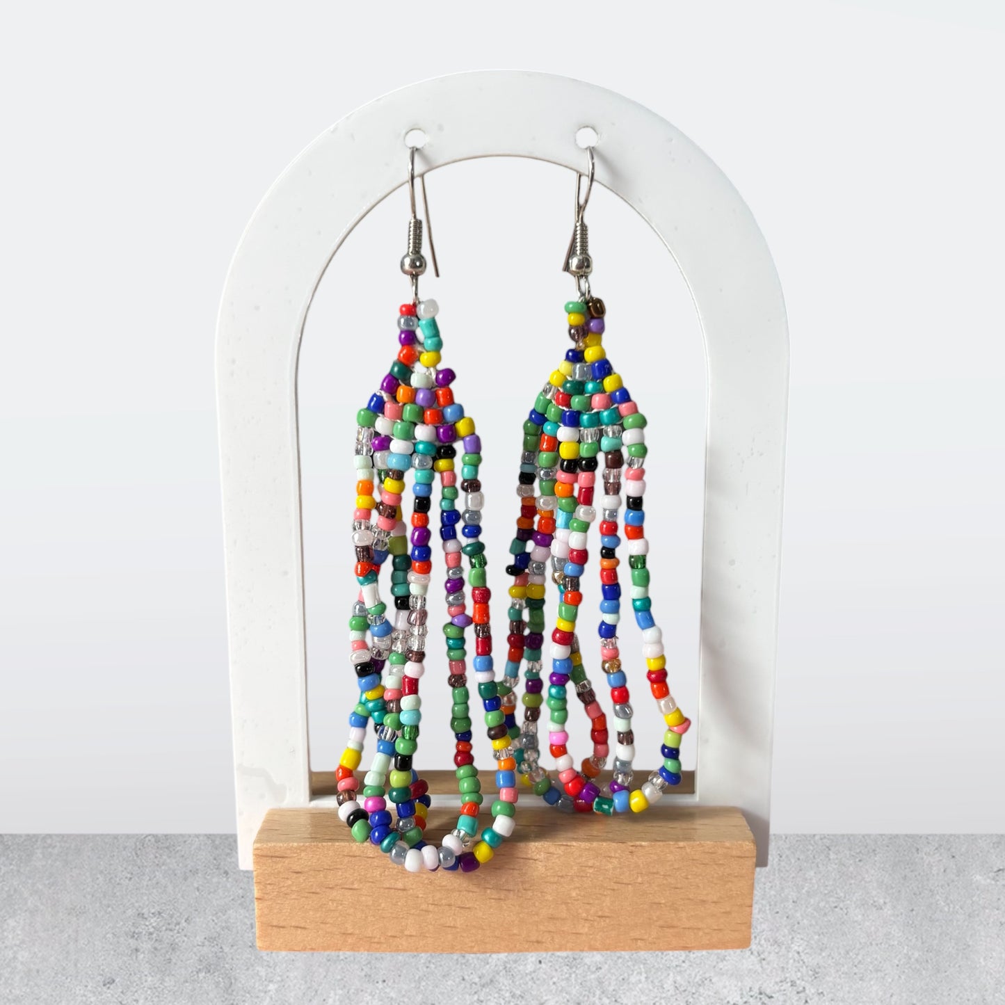 Geometric Beaded Drop Earrings