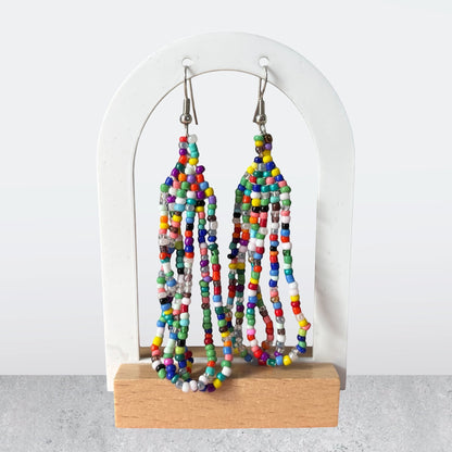 Geometric Beaded Dangle Earrings