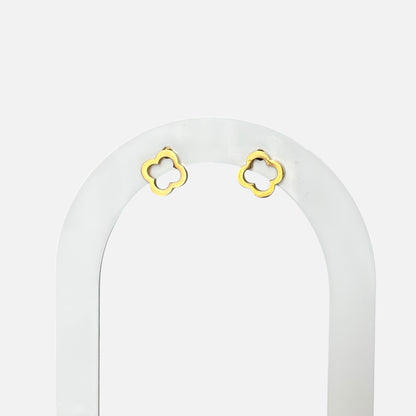 Stainless Steel Flower Ear Gold Studs