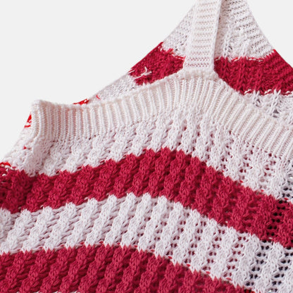 Camiseta de punto con estampado de bandera de estrellas y rayas rojas