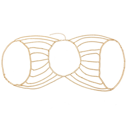 Cadena elegante con cuerpo de metal dorado de múltiples capas
