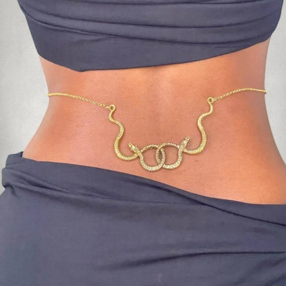 Cadena corporal de cintura con serpiente doble de 2 piezas