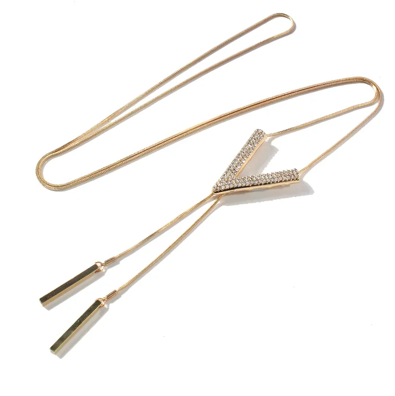 V Shape Gold Long Necklace