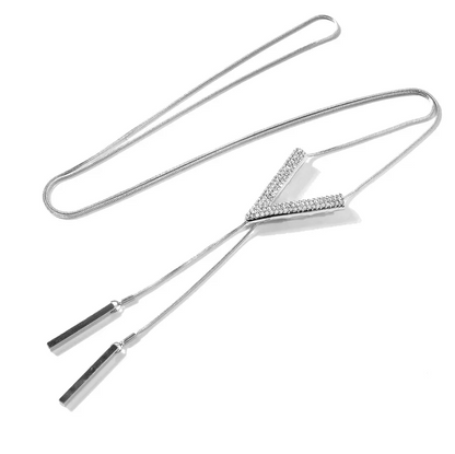 V Shape Silver Long Necklace