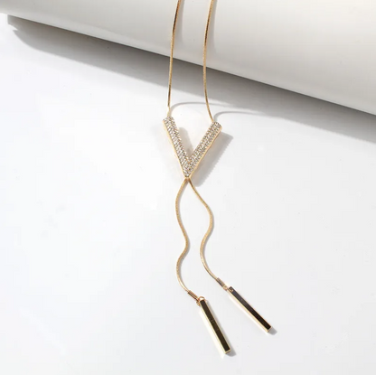 V Shape Gold Long Necklace