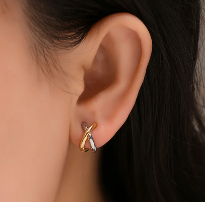 Gold & Silver Color Block Stud Earrings