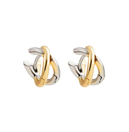 Gold & Silver Color Block Stud Earrings