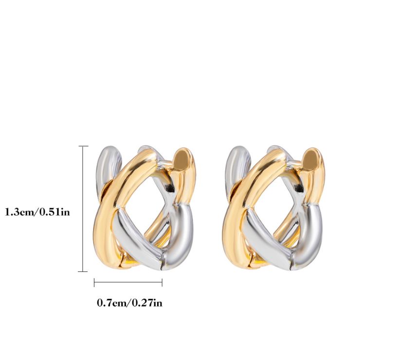 Gold & Silver Color Block Stud Earrings
